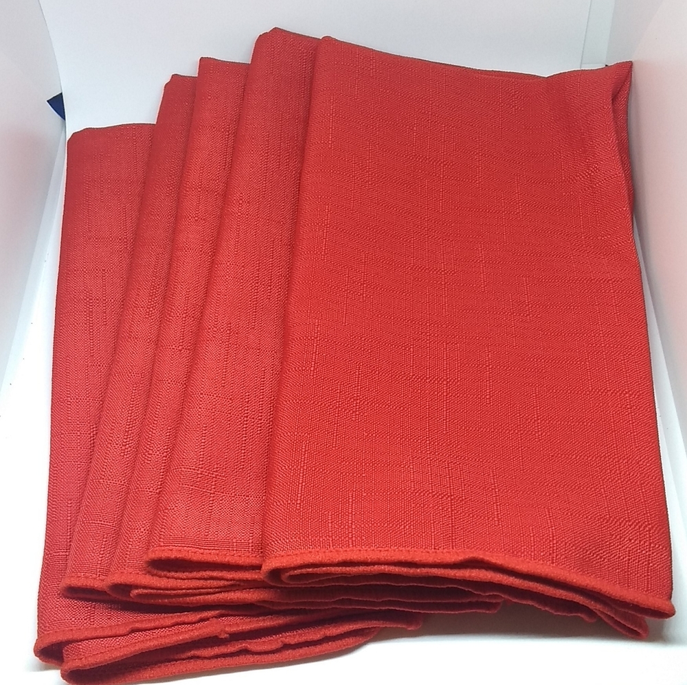 Elegant Red Fabric Cloth Lunch Dinner Napkin 17" Set of 5